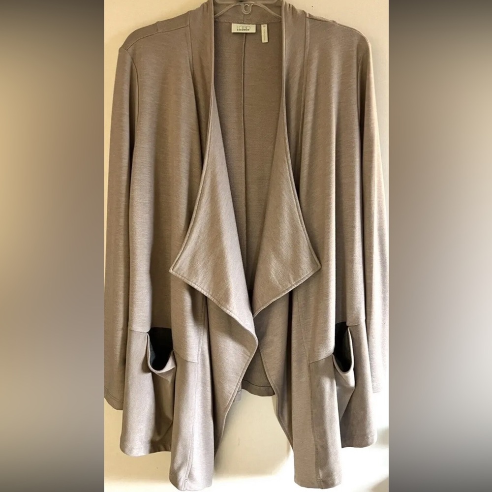 Logo Lounge by Lori Goldstein Draped Open Front Cardigan Sz: 2X.